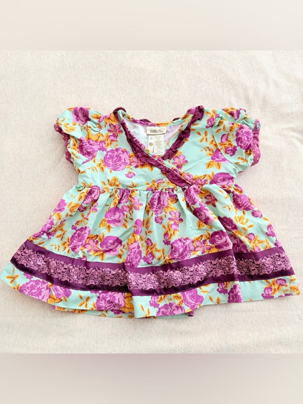 Matilda Jane girls' purple floral wrap-style top
